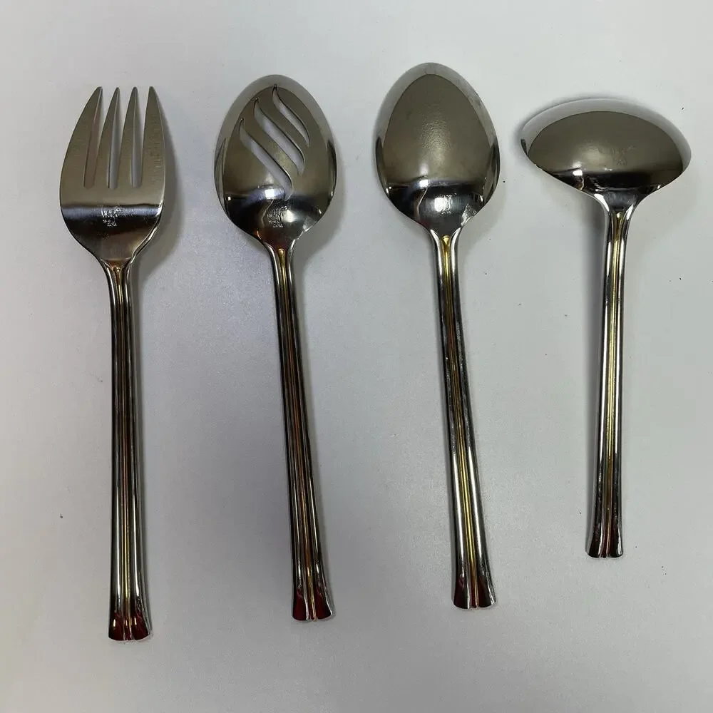 Mikasa Newport Gold 18/8 Stainless Flatware 4 Piece Hostess Serving Set Japan